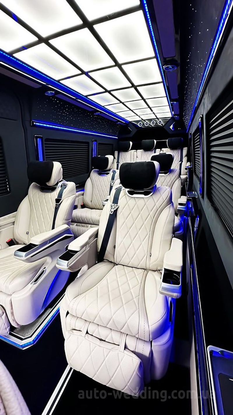Аренда микроавтобуса Мерседес Спринтер VIP+ 8 мест 2025 на свадьбу в Киеве